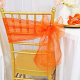 10 Pieces Orange Organza Chair Sashes 8"x108" Sheer Elegant Event Accent