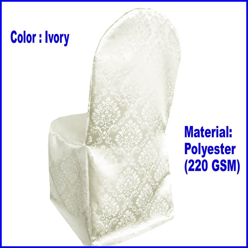 1 Piece Elegant Marquis Damask Jacquard Chair Wrap Ivory