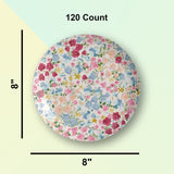 120 Count Assorted Earthtrends Meadow Paper Plates for Parties and Events 8 Inch