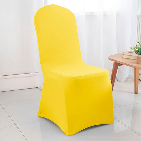 Canary Yellow Spandex Banquet Chair Cover with Snug Fit for Events and Parties