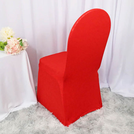 1 Piece Red Embossed Vintage Spandex Banquet Chair Cover Elegant Event Decor