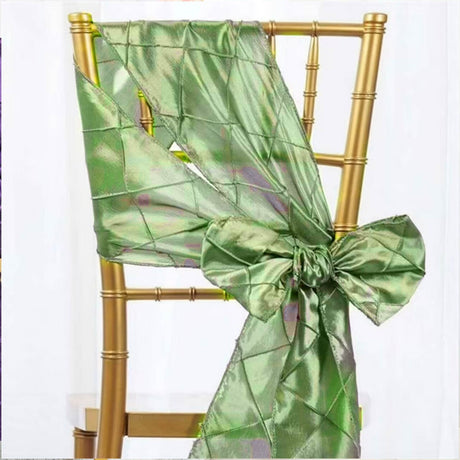 10 Pieces Elegant 9.5x108 inch Pintuck Taffeta Chair Sashes Clover Green