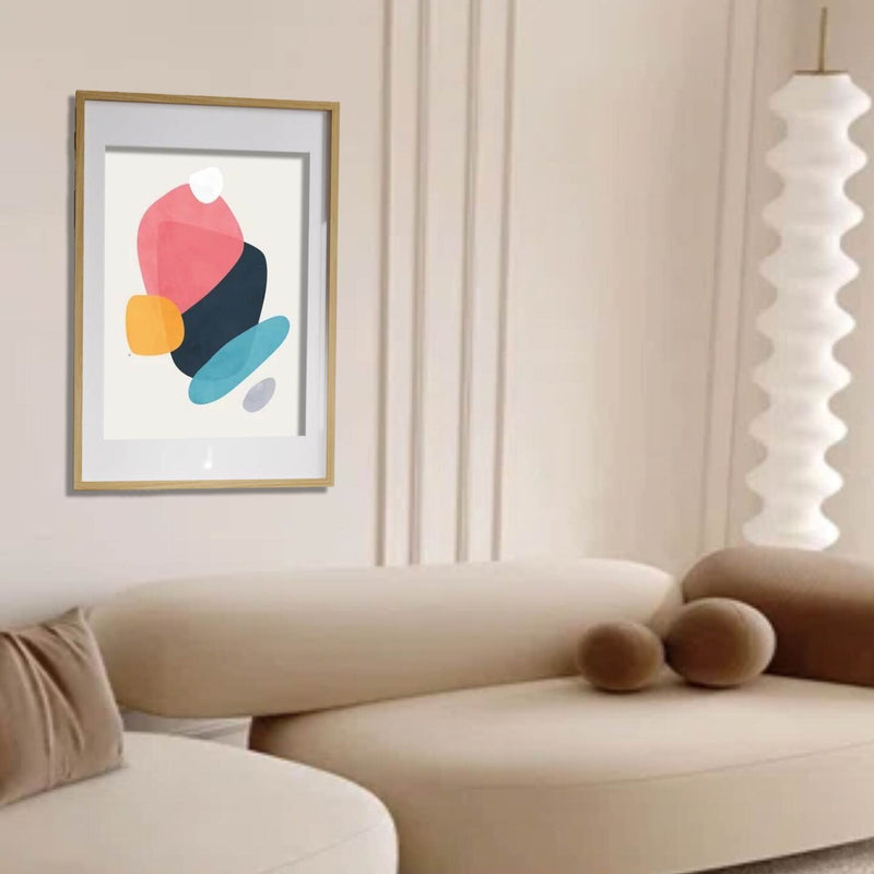 Oak Effect Frame with Mount, 24x36" – Horizontal/Vertical, No-Nail Hanging!