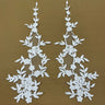 1 Pair 17" x 4.5" Beaded & Corded Floral Lace Applique 100% Polyester Net Mesh