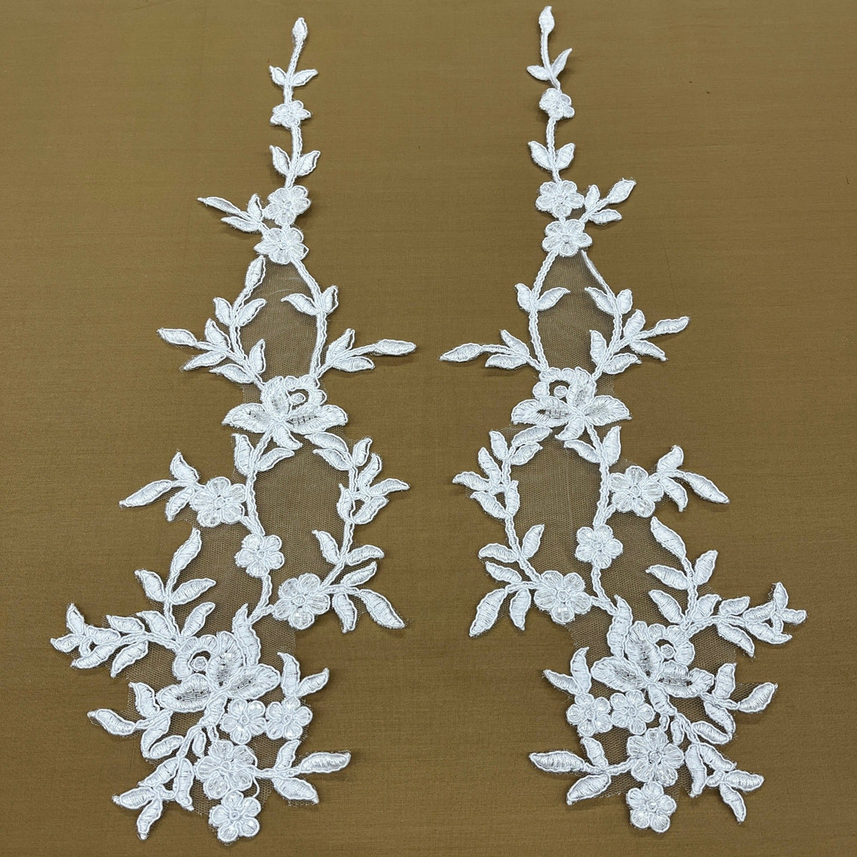 Beaded Corded Floral Lace Applique
