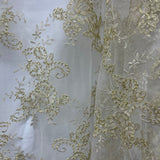 Embroidered Bridal Lace Ivory Silver
