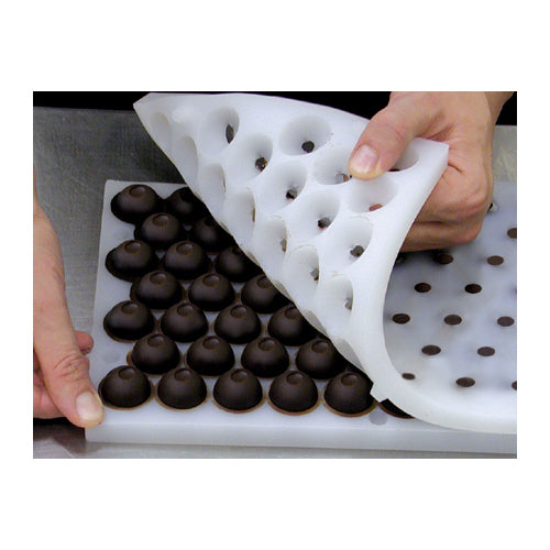 Pavoni Chocoflex Mold for Ganache and Chocolate, 2 Piece, for Bon-Bons, 25mm Dia x 26.4mm High, 67 Cavities