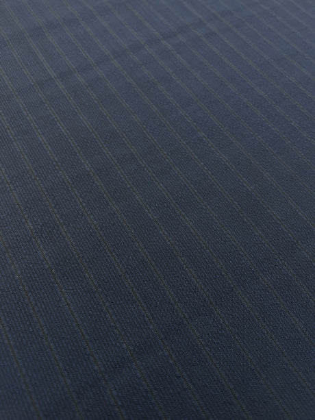Italian Wool Blue Black Striped Fabric