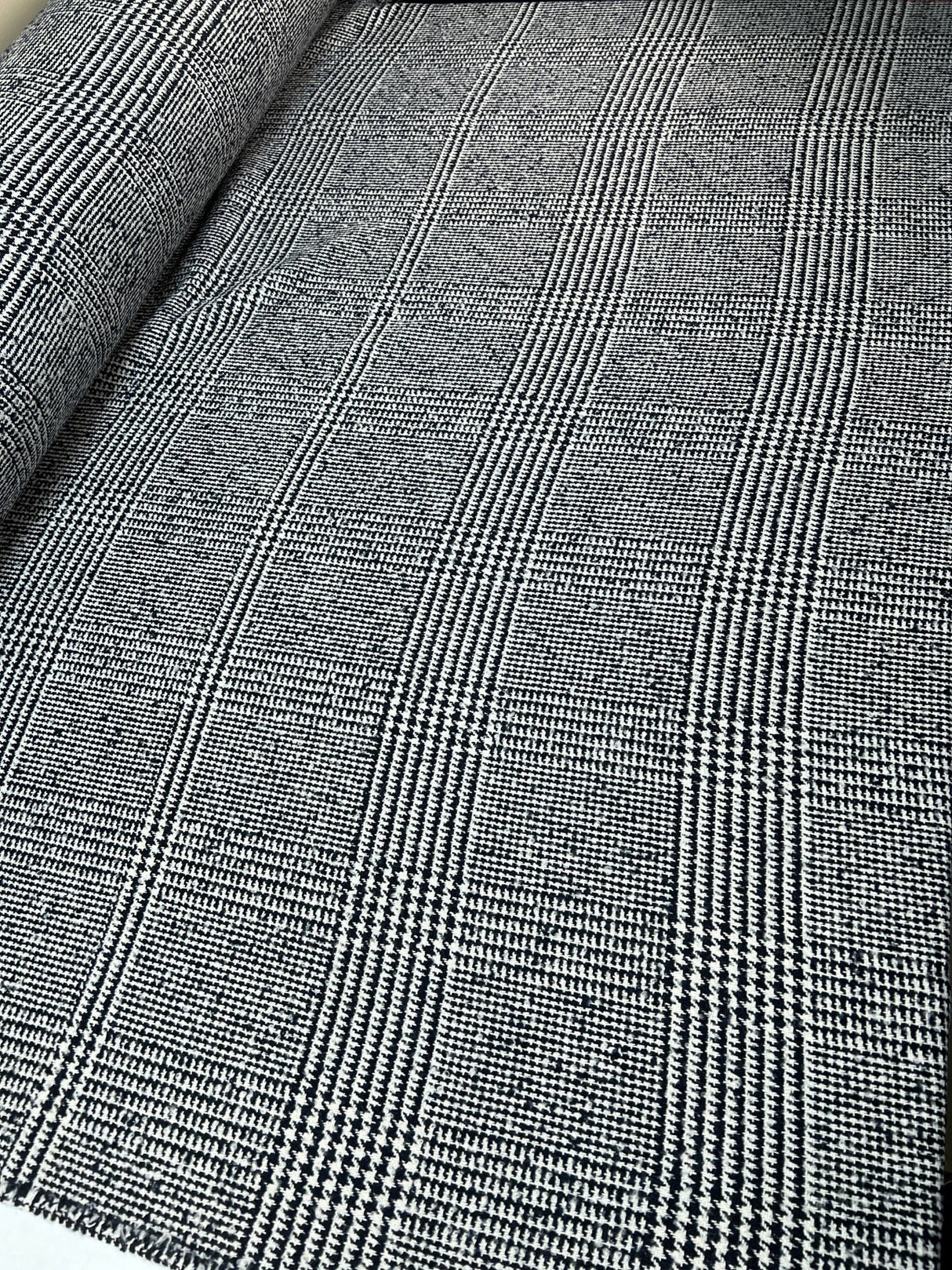 Checked Wool Acrylic Cotton Bouclé