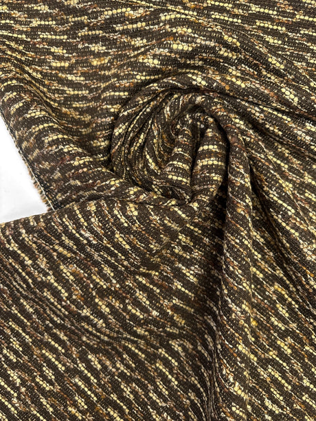 Wool Cotton Viscose Tweed Brown Beige