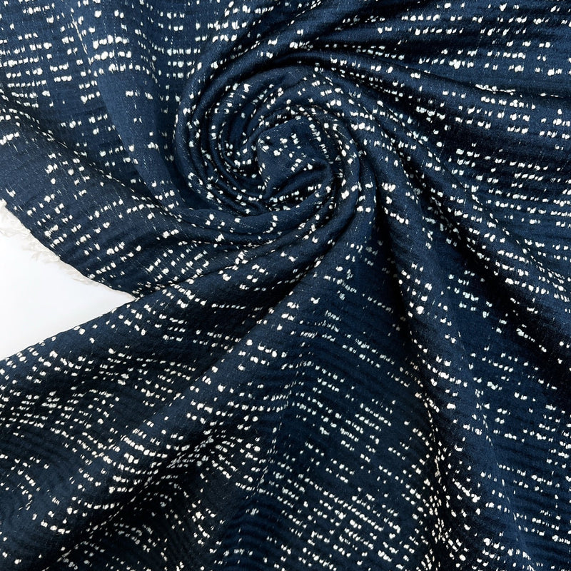 Cotton Flammé Fabric White Blue