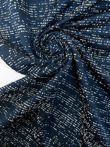 Cotton Flammé Fabric White Blue