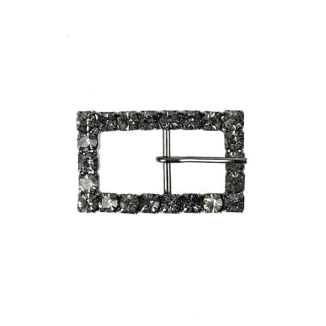 Swarovski Gunmetal Rectangular Rhinestone Buckle - 1" x 0.625"