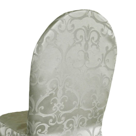 1 Funda para silla de banquete de poliéster jacquard damasco Versailles color plata para eventos