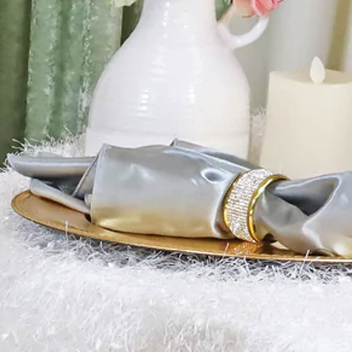 10 Pieces Silver Ruffled Spandex Chair Bands for Modern Event Styling 8x13 inches