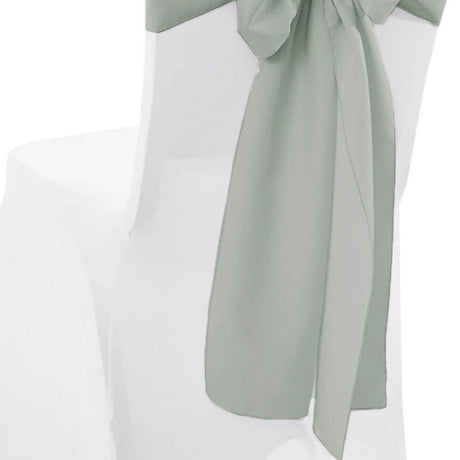 10 Pieces Silver Polyester Chair Sashes 8"x108" Elegant Wrinkle Resistant Finish