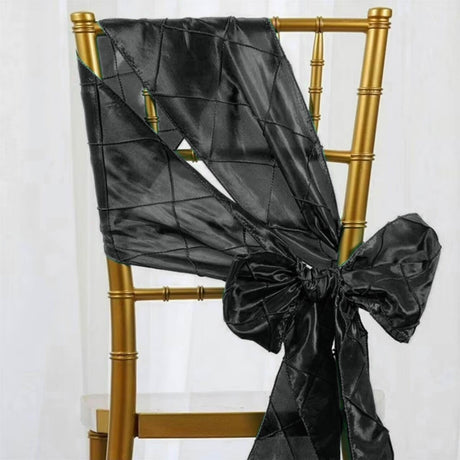 10 Pieces Chic 9.5x108  inch Pintuck Taffeta Chair Sashes Black