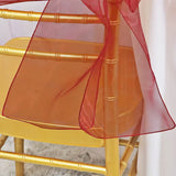 10 Pieces Burgundy Organza Chair Sashes 8"x108" Elegant Sheer Chair Decor for Weddings & Events