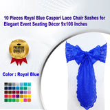 10 Pieces Royal Blue Caspari Lace Chair Sashes for Elegant Event Seating Décor 9x108 Inches