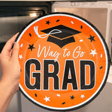 25 Count Orange Way to Go Grad Disposable Paper Dessert Plates Graduation Party Pack 7 1/4 Inch