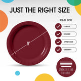 100 Count Burgundy Paper Plates 9" Disposable Party Plates for Catering Events