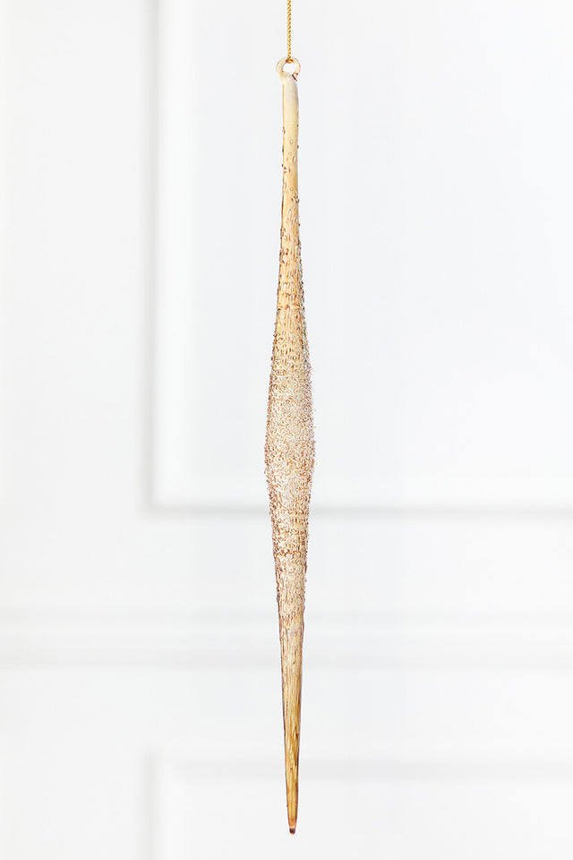 13.25” Glass Champagne Icicle Ornament
