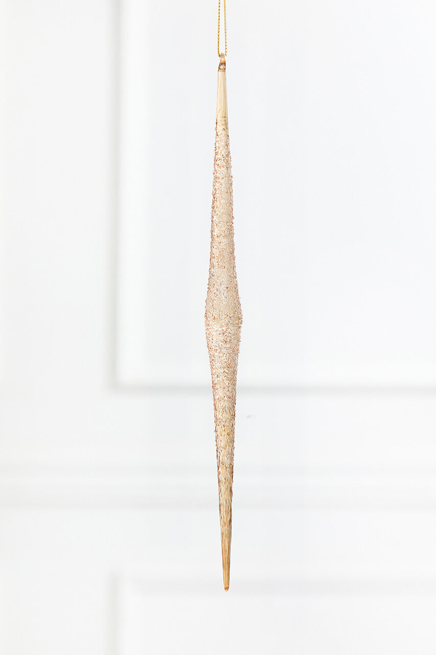 11.75” Glass Champagne Icicle Ornament