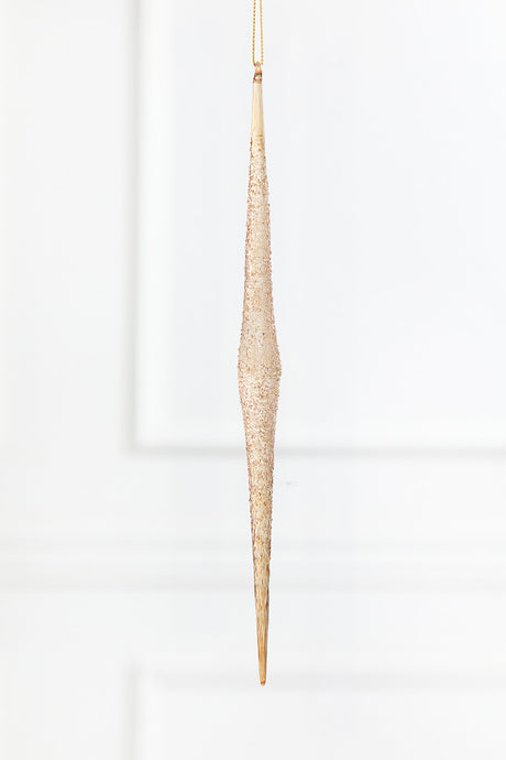 11.75” Glass Champagne Icicle Ornament