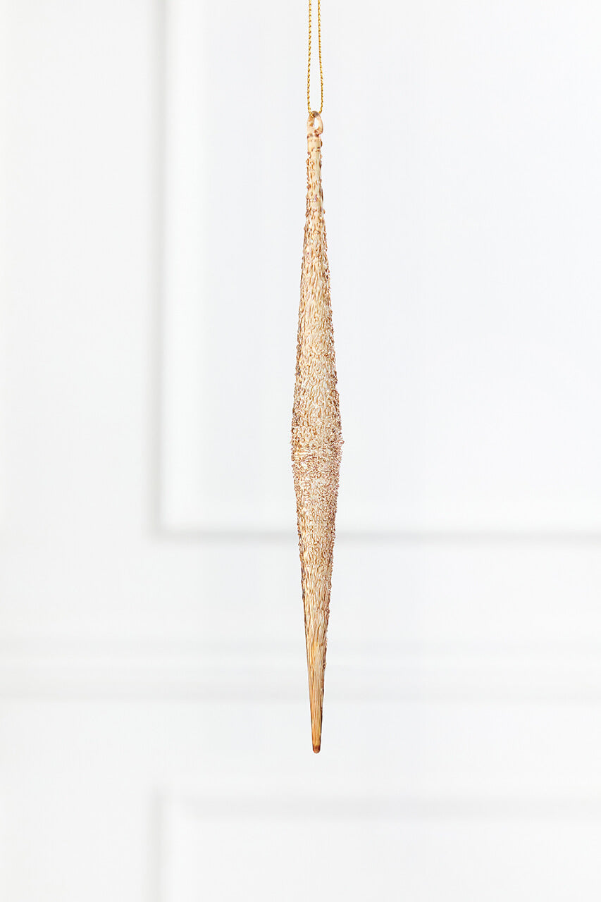 9.75” Glass Champagne Icicle Ornament