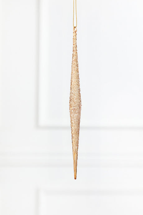 9.75” Glass Champagne Icicle Ornament