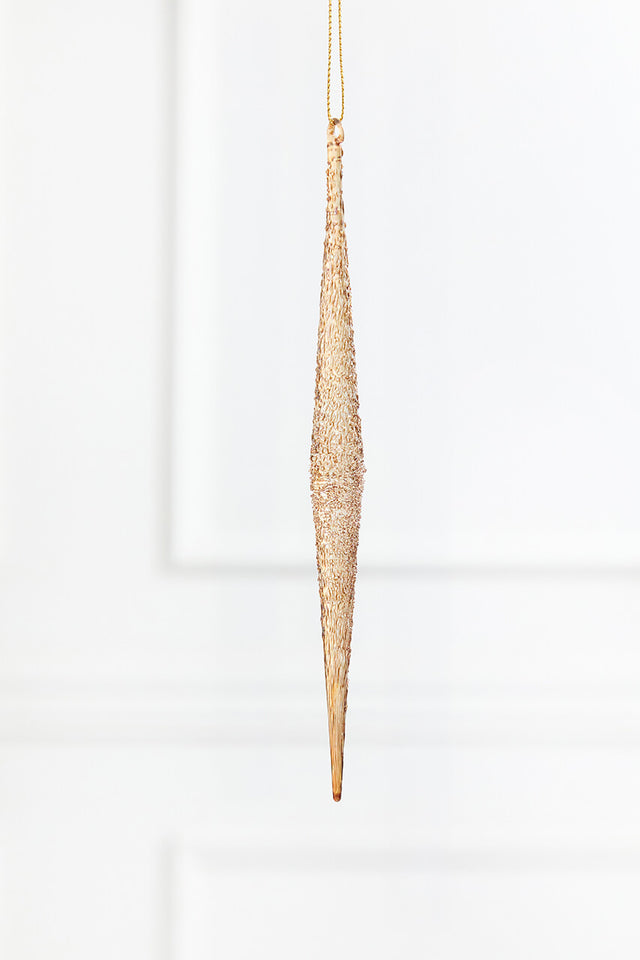 9.75” Glass Champagne Icicle Ornament