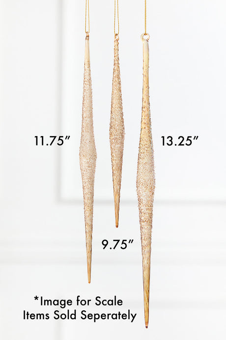 11.75” Glass Champagne Icicle Ornament