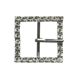 Swarovski Black Diamond and Gunmetal Square Rhinestone Buckle - 1.375"