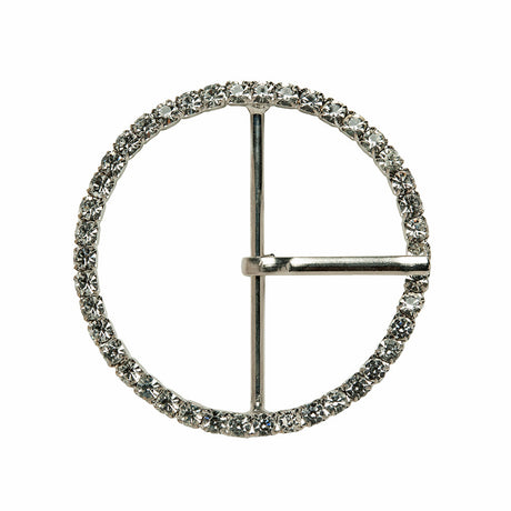 Swarovski Crystal and Silver Circular Rhinestone Buckle - 2.5"