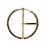 Swarovski Crystal and Gold Circular Rhinestone Buckle - 2.5"