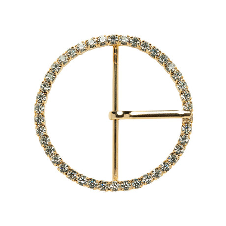 Swarovski Crystal and Gold Circular Rhinestone Buckle - 2.5"