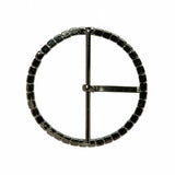 Swarovski Black Diamond and Gunmetal Circular Rhinestone Buckle - 2.5"