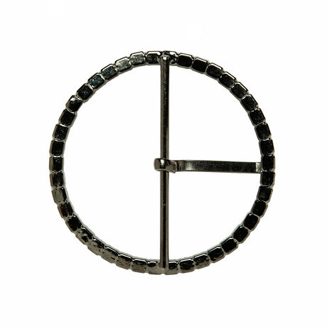 Swarovski Black Diamond and Gunmetal Circular Rhinestone Buckle - 2.5"