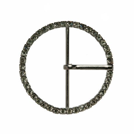 Swarovski Black Diamond and Gunmetal Circular Rhinestone Buckle - 2.5"