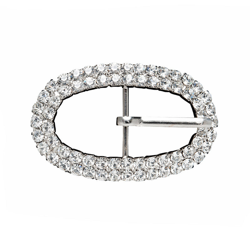 Swarovski Crystal and Silver Oval Rhinestone Buckle - 1.625" x 2.5"