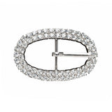 Swarovski Crystal and Silver Oval Rhinestone Buckle - 1.625" x 2.5"