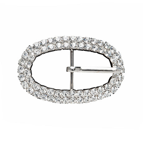 Swarovski Crystal and Silver Oval Rhinestone Buckle - 1.625" x 2.5"