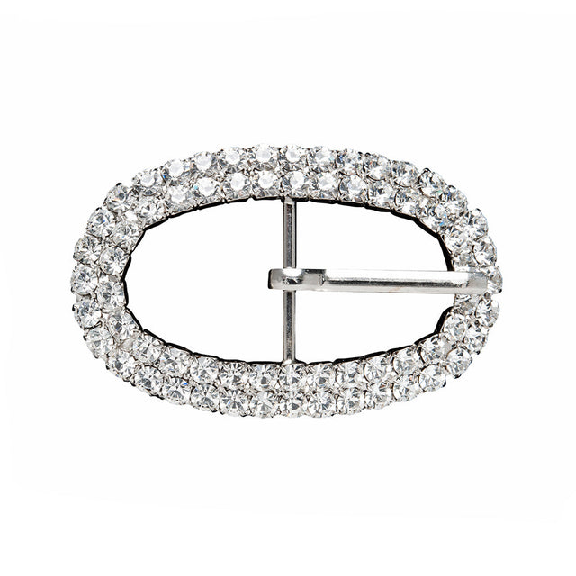 Swarovski Crystal and Silver Oval Rhinestone Buckle - 1.625" x 2.5"