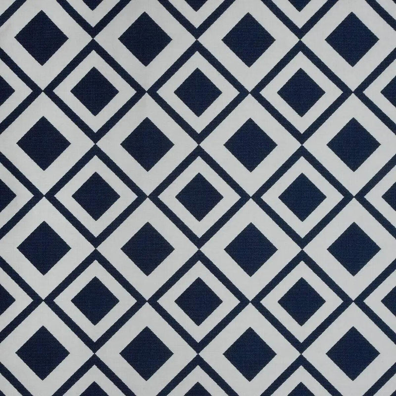 Sunbrella Savvy Indigo Acrylic Fabric - Blue/White Geometric Pattern, 54" Width (1 Yard)