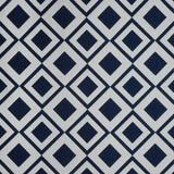Sunbrella Savvy Indigo Acrylic Fabric - Blue/White Geometric Pattern, 54" Width (1 Yard)
