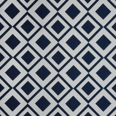 Sunbrella Savvy Indigo Acrylic Fabric - Blue/White Geometric Pattern, 54" Width (1 Yard)