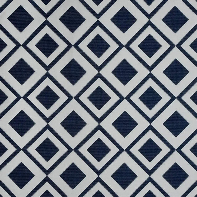 Sunbrella Savvy Indigo Acrylic Fabric - Blue/White Geometric Pattern, 54" Width (1 Yard)