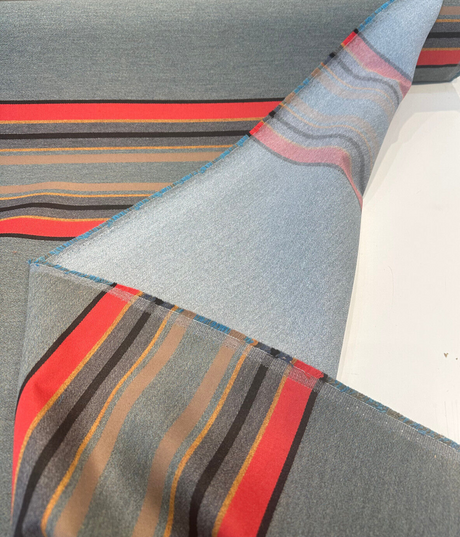 Sunbrella Pindler Stripe Yakima Park Green Heather Acrylic Fabric - Heather Green Stripe, 54" Width, 27" Vertical Repeat (1 Yard)