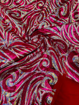 Foil Flame Spandex Fabric - Holographic Flame Print, 58" Width (1 Yard)