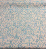 P Kaufmann Bottega Linen Fabric - Gray Blue Curvy Lines, 56" Width (1 Yard)